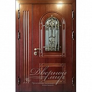 ЭЛИТ-ТЕРМО ДМ-780. Входная двустворчатая дверь в дом с терморазрывом со стеклом и ковкой  в производственной компании Дверной Мир