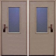 Парадная дверь со стеклом и порошковым напылением - ДВМ-1023  в производственной компании Дверной Мир