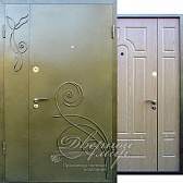 Двустворчатая входная дверь порошковое напыление с ковкой + МДФ, ДВМ-687