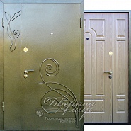 Двустворчатая входная дверь порошковое напыление с ковкой + МДФ, ДВМ-687  в производственной компании Дверной Мир