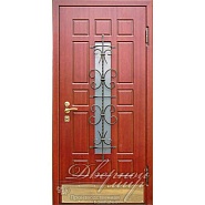 ЭЛИТ-ТЕРМО ДМ-696. Входная дверь в дом со стеклопакетом и кованой решеткой  в производственной компании Дверной Мир