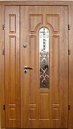 Тамбурная дверь с МДФ со стеклом и кованой решеткой "ТАМБУР-31"  в производственной компании Дверной Мир