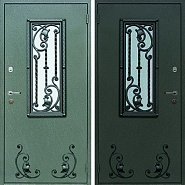 Дверь со стеклом, порошковым покрытием и ковкой ДВМ-784  в производственной компании Дверной Мир