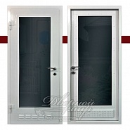 ДМ-830 Входная дверь в котельную, бойлерную с остеклением и вентиляционной решеткой  в производственной компании Дверной Мир